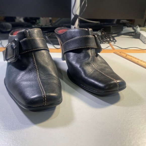 Aerosole - Size 7.5 M - Women's Mules Black Leather Upper Shoes - Picture 2 of 10
